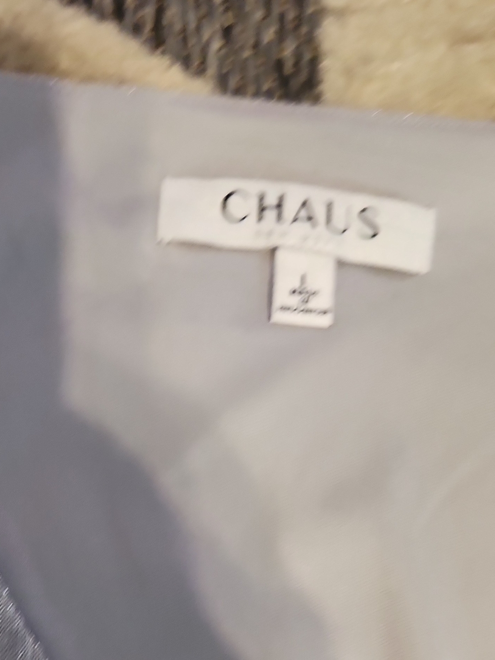 Chaus Light Silver Blue Metallic Pleated Wrap Blouse with Tie - Picture 2 of 6